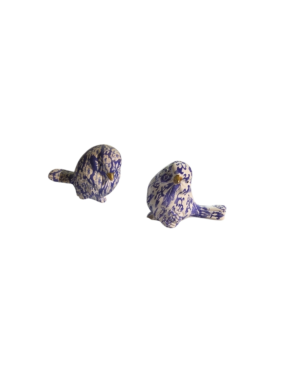 Two's Company Blue and White Ceramic Bird Figurine Pair